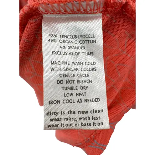 Toad & Co Rosemarie Dress Coral Geometric Print V Neck Knot Detail Midi Large