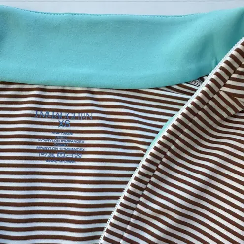 J McLaughlin Womens XS Striped 1/4 Zip Pullover Catalina Cloth Long Sleeve Brown
