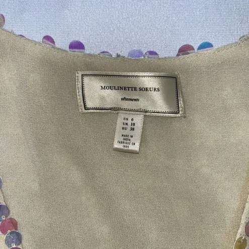 Moulinette Soeurs Anthropologie () Sequin V-Neck Swing Blouse Sz 6 $118