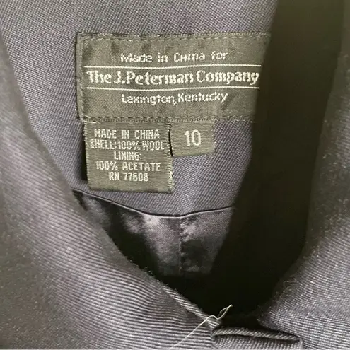 J. Peterman Lightweight Navy Wool Point Collar Single Button Coat Size‎ 10 Blue