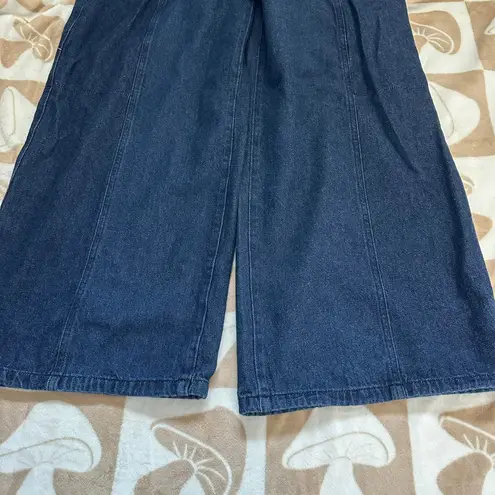 Circus NY Denim Wide Leg Baggy Cargo Pants Elastic Waist Dark Wash Size S Blue