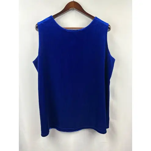 Bob Mackie Women’s Vintage 1X Sapphire Blue Velvet Sleeveless Blouse