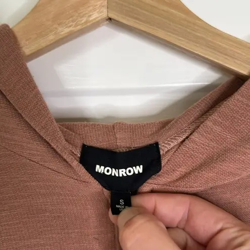 Monrow Super soft zip up hoodie Tan