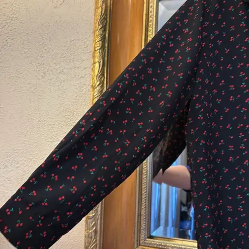 Ellison Black & Red Cherry Button Up Top - Size S