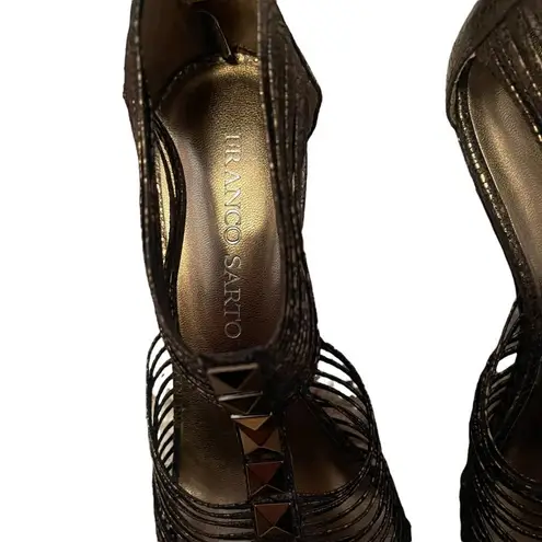 Franco Sarto  Alma Strappy Zip Up Studded Open Toe Heels