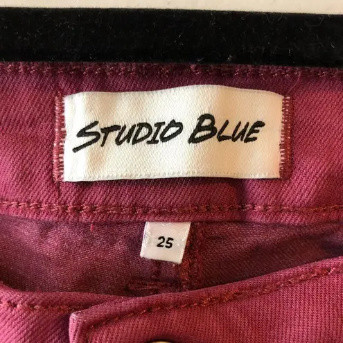 Studio Blue Womens Jeans Straight Leg Stretch Purple 25