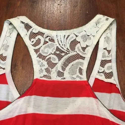 Collective Concepts Nordstrom Collective Concept’s Red & White Striped Lace tank top
