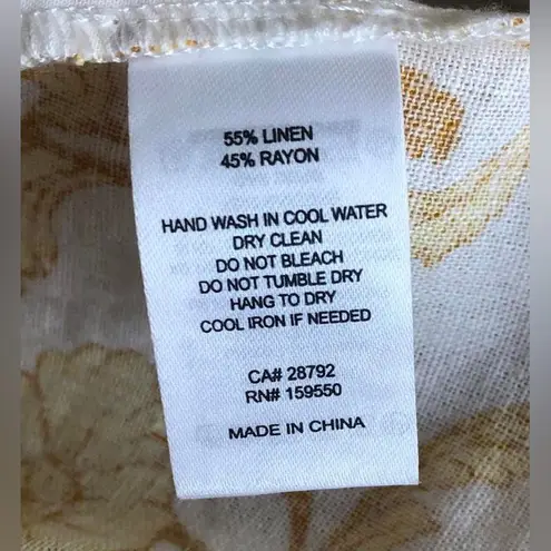 Maison d'Amelie Women’s Shorts Yellow Floral Raffia Belt Linen Blend Size 12 - Image 7