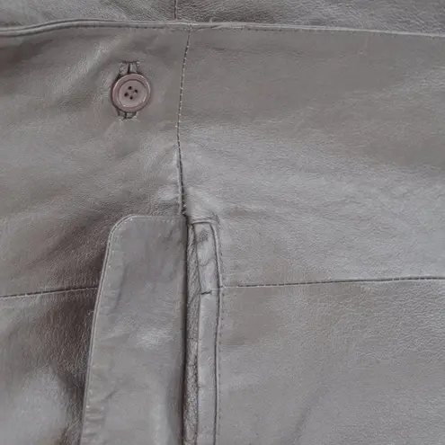 Vintage Genuine Leather Two Button Blazer Jacket in Dark Brown Women's 8