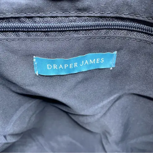 Draper James Everyday Straw Shoulder Bag Purse Navy Floral Scarf Woven Tan Brown