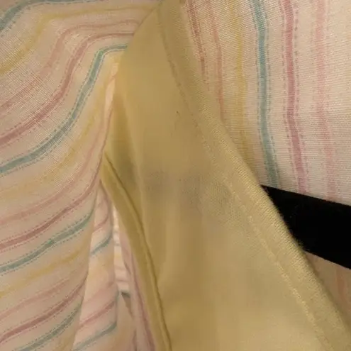 Vintage 80s Pastel Stripe Tie Front Shirt Pastel Coastal Retro Style 14 Yellow