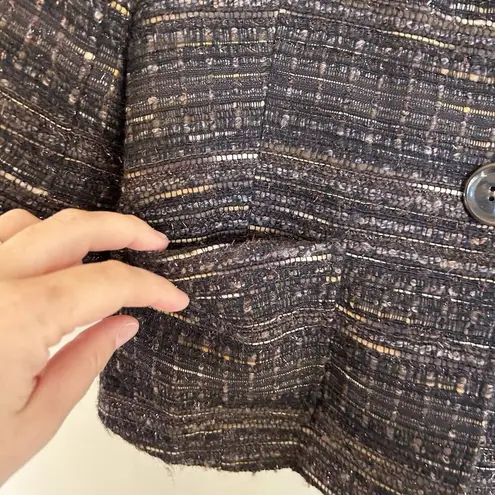 Lafayette 148 New York Tweed Boucle Blazer Skirt Jacket Size 6 Brown Work wear