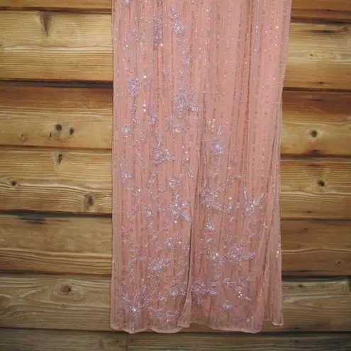 Mac Duggal 93626 Womens High Neck Illusion Embellished Gown Dress Rose 14