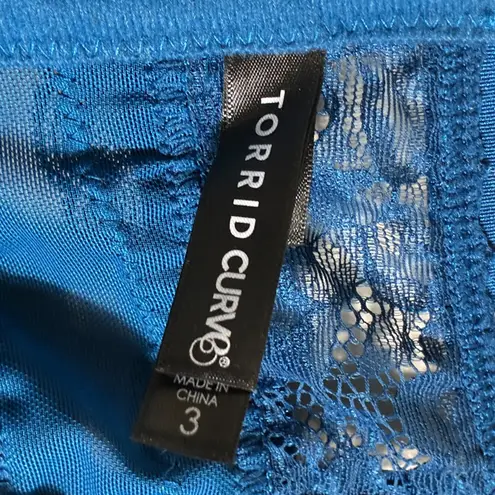 Torrid  Curvy Blue Satin Lace Strappy Longline Bra 3