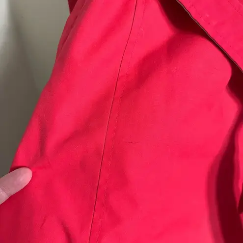 Vintage 80s/90s Mulberry Street Red Trench Coat Belted Jacket Contrast Collar Size 14