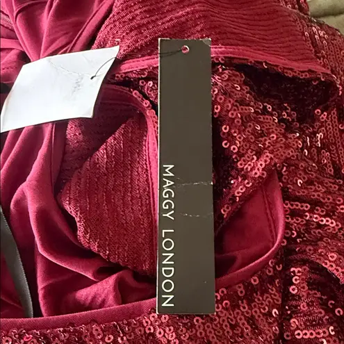 Maggy London NWT amber sequin jumpsuit in burgundy