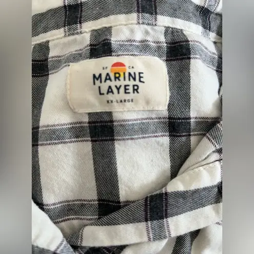 Marine layer Ladies Haile Button Down White Black Plaid Size XXL