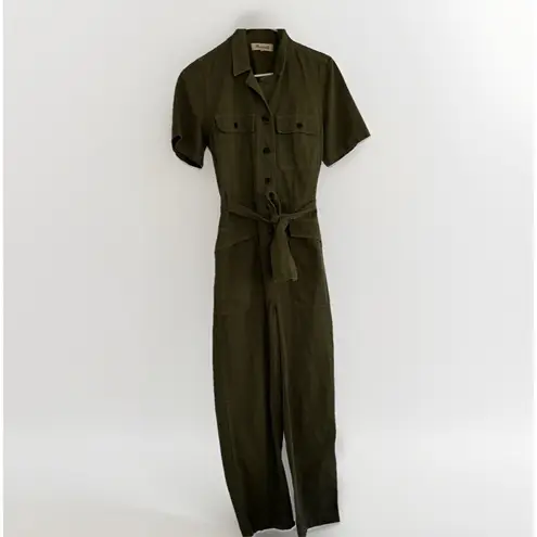 Madewell  Jumpsuit Womens Size Small Tie Waist Military Green Coveralls