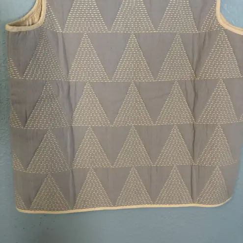 NWT J. Jill Elements Quilted Triangle Vest Grey Cream Size XS Cottagecore Gray