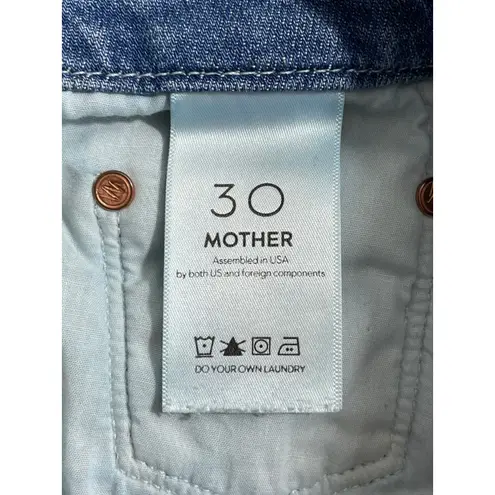 MOTHER Jeans HW Looker Ankle Fray in Jumping Off Swings Size 30 Denim Raw Hem Blue