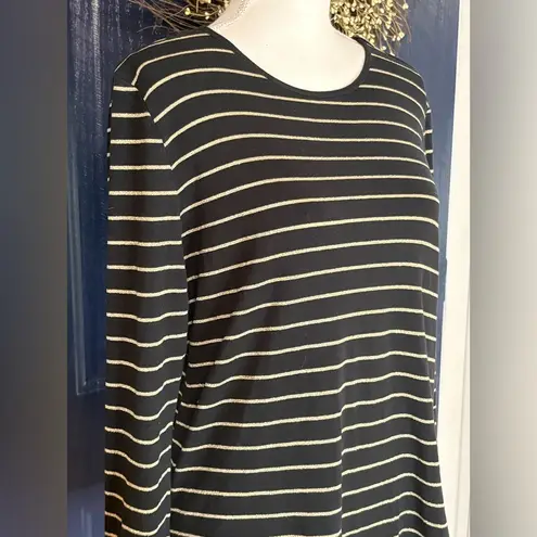 Ralph Lauren Lauren  Black and Gold Striped Long Sleeve Top