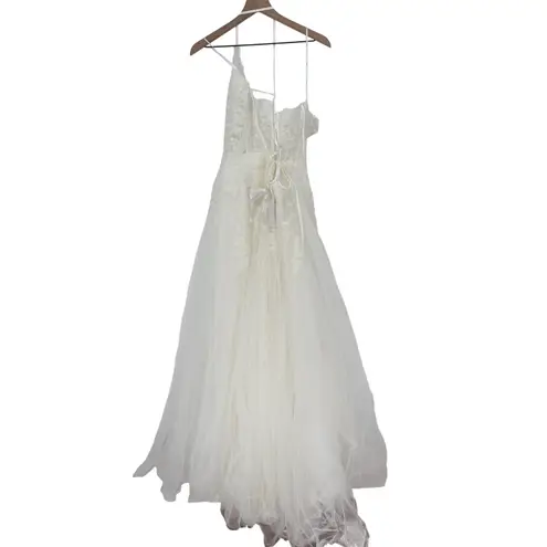 Lulus Glorious Luxury White Sheer Tulle Embroidered Beaded Maxi Dress Size XL