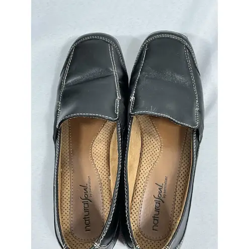 Natural Soul womans by naturalizer Slipon Loafers 8M Black Square Toe