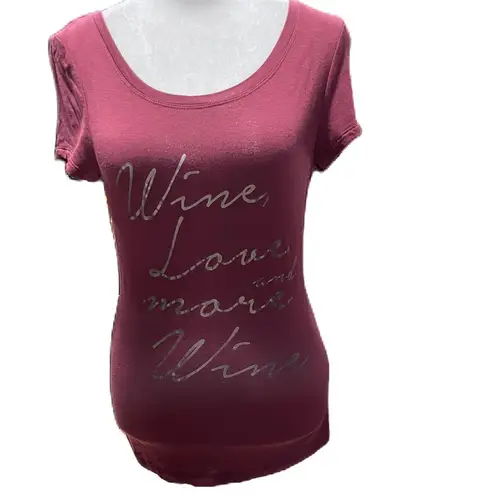 Eva Longoria Red Short Sleeve Graphic Wine Love and More Wine Tee Size XS