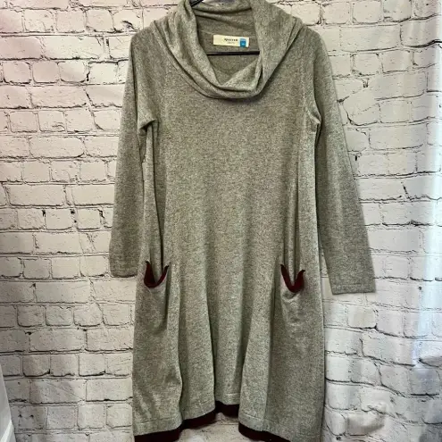 Sparrow Anthropologie Sweater Dress‎ Cowl Neck Lambs Wool Cashmere Oversized XS Gray