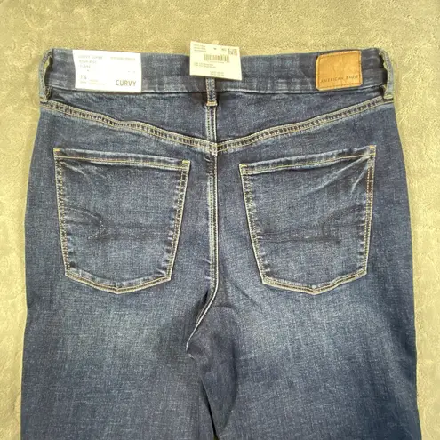 New American Eagle Curvy Super High Rise Flare Jeans Womens 14 Stretch Hippie Blue Size 14P