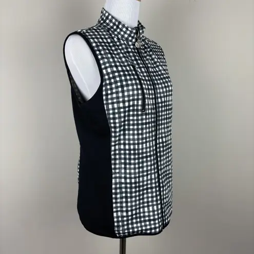 Stella Parker Vest Women XS Black White Gingham Full Zip Stretch Mock Neck UPF