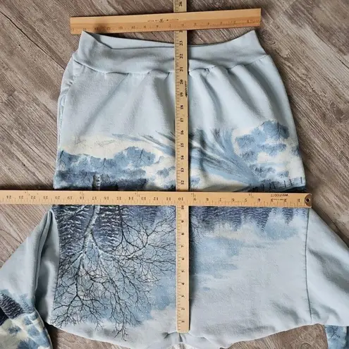 Vtg 80s 90s All Over Print Winter Wonderland Nature Sweatshirt Art Graphic XL Blue