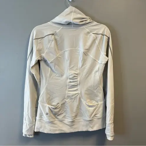 Lululemon  Sweatshirt White Cowl Funnel Neck Drawstring Pullover Jacket Sz 6 EUC