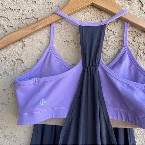 Lululemon Women's Gray Purple No Limits Built In Bra Open Sides Tank Top Size 8