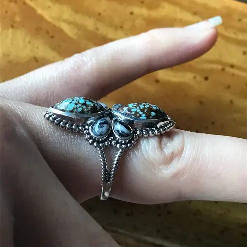 White Buffalo Royston Blue Horizon Turquoise Sterling Silver Ring Size 7