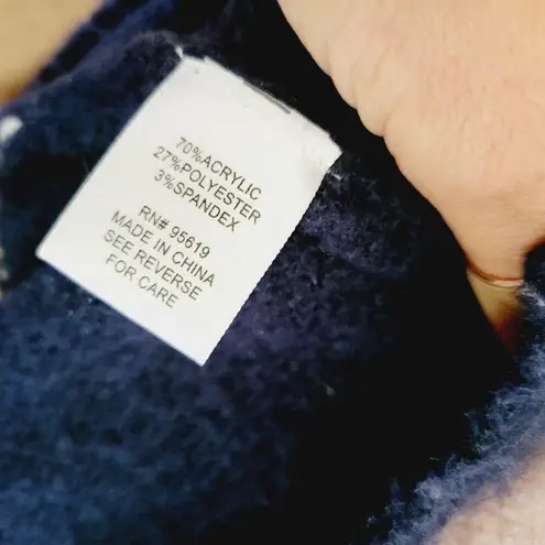 Fever colorblock striped balloon sleeve crewneck sweater size large