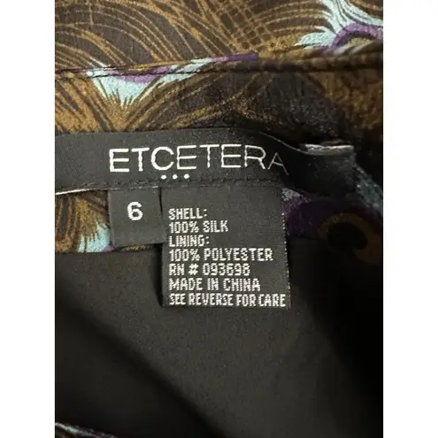 Etcetera Silk Peacock Asymmetrical Flowy Handkerchief Knee Length Skirt Size 6