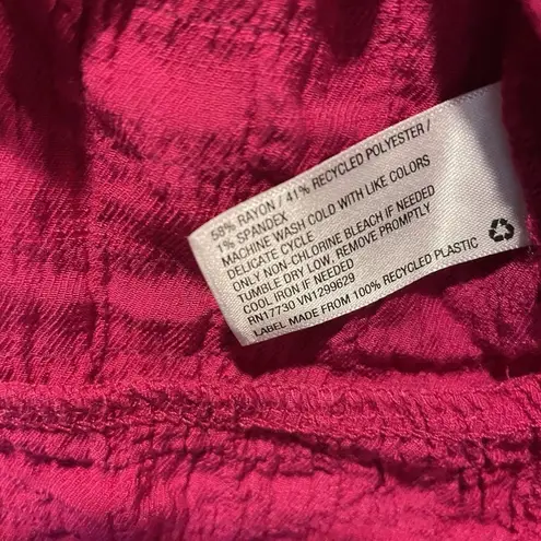 Knox Rose  Dress Womens Small Hot Pink Tiered Short Cap Sleeve Textured Pockets