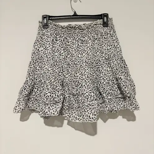 Planet Gold Ditsy Floral cotton smocked Tiered Ruffle Skirt White Black medium