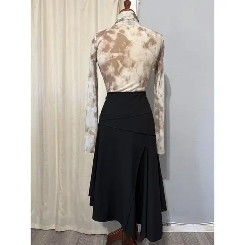 Karen Kane Women Black Asymmetrical Midi Fit & Flare Gothic Skirt Size XL