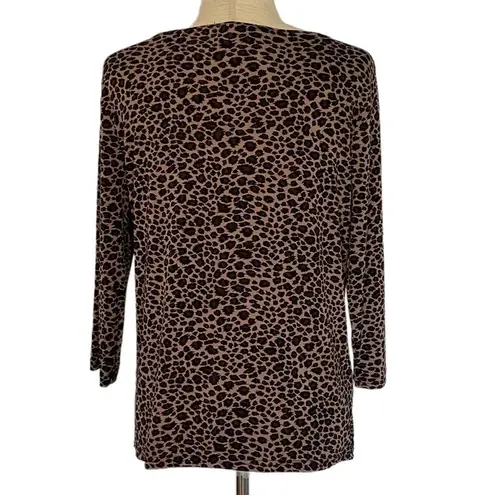 Sag Harbor Animal Print Blouse Size Medium Slinky