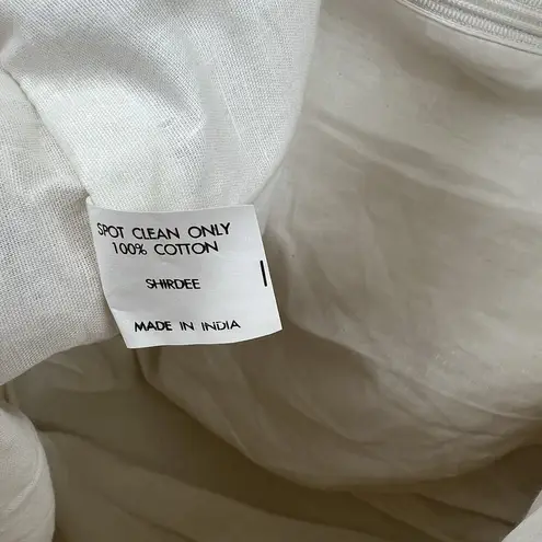 Shirdee Mrs. Canvas Tan Tote Shoulder Bag Beaded Seed Beads Pom Pom Trim Cotton