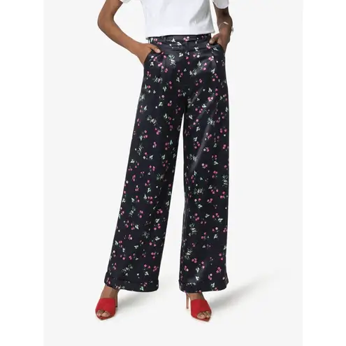 Racil NWT Mama High Waist Floral Print Trousers in Midnight Blue Sz FR 38/US 10