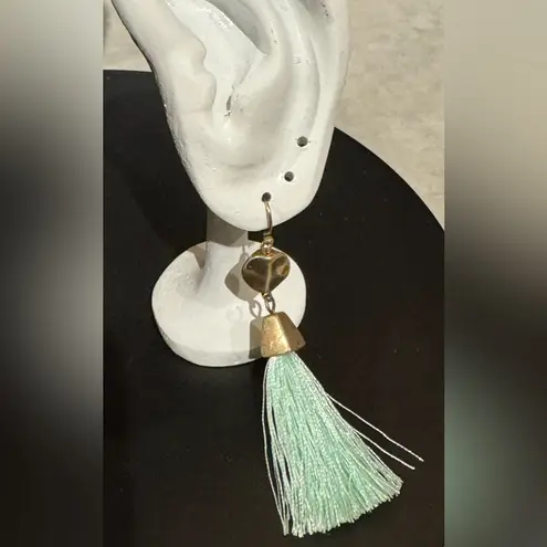 Elegant Gold and Mint Green Silk Earrings