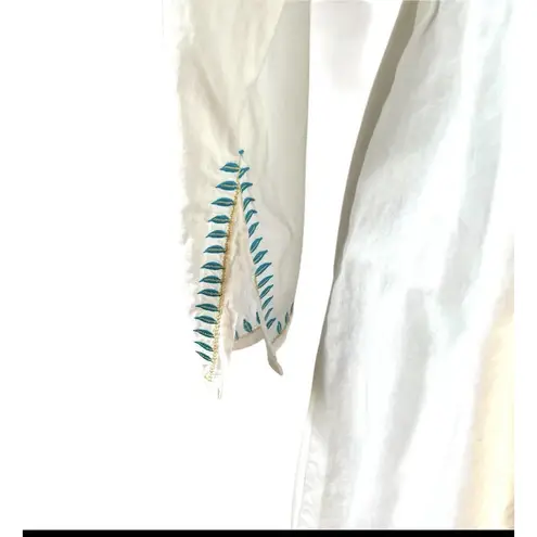 Peppermint Bay White Embroidered Coverup Dress Boho Resort Wear Floral Large