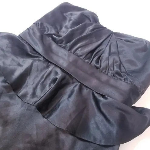 AMSALE Satin Peplum Strapless Long Gown Evening Dress Sweetheart Neckline Black Size 8