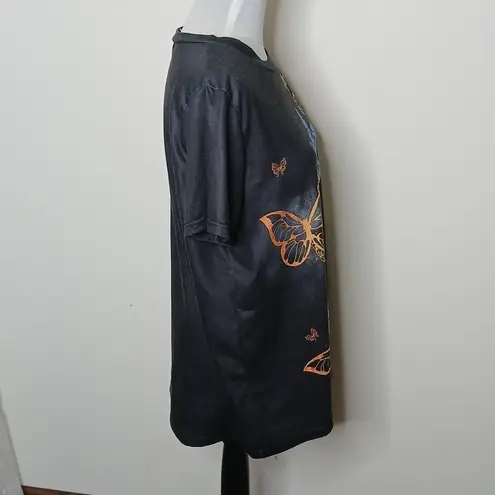 Multi color butterfly 🦋 short sleeve tee shirt size XL Black