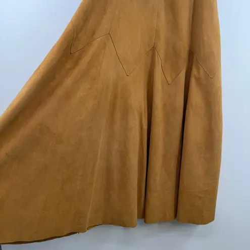 Vintage 70's Genuine Leather Made in USA soft suede western style midi skirt 3/4 Tan Size undefined
