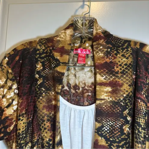 P&Co Mix &  Brown Knit Layered Look Short Sleeve Blouse 1X