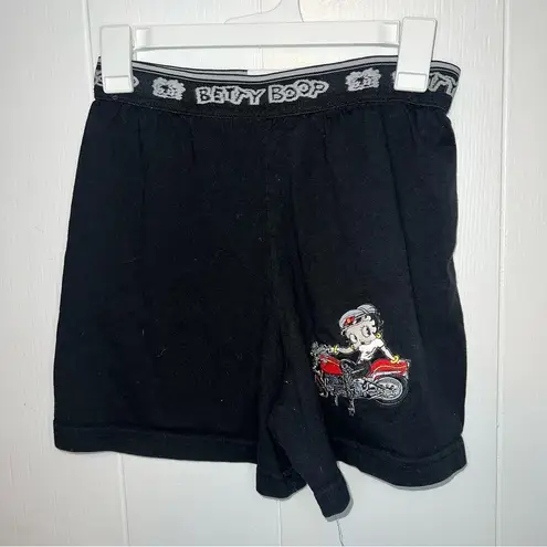 Betty Boop Size Medium Black  Embroidered Biker boxer shorts with motorcycle